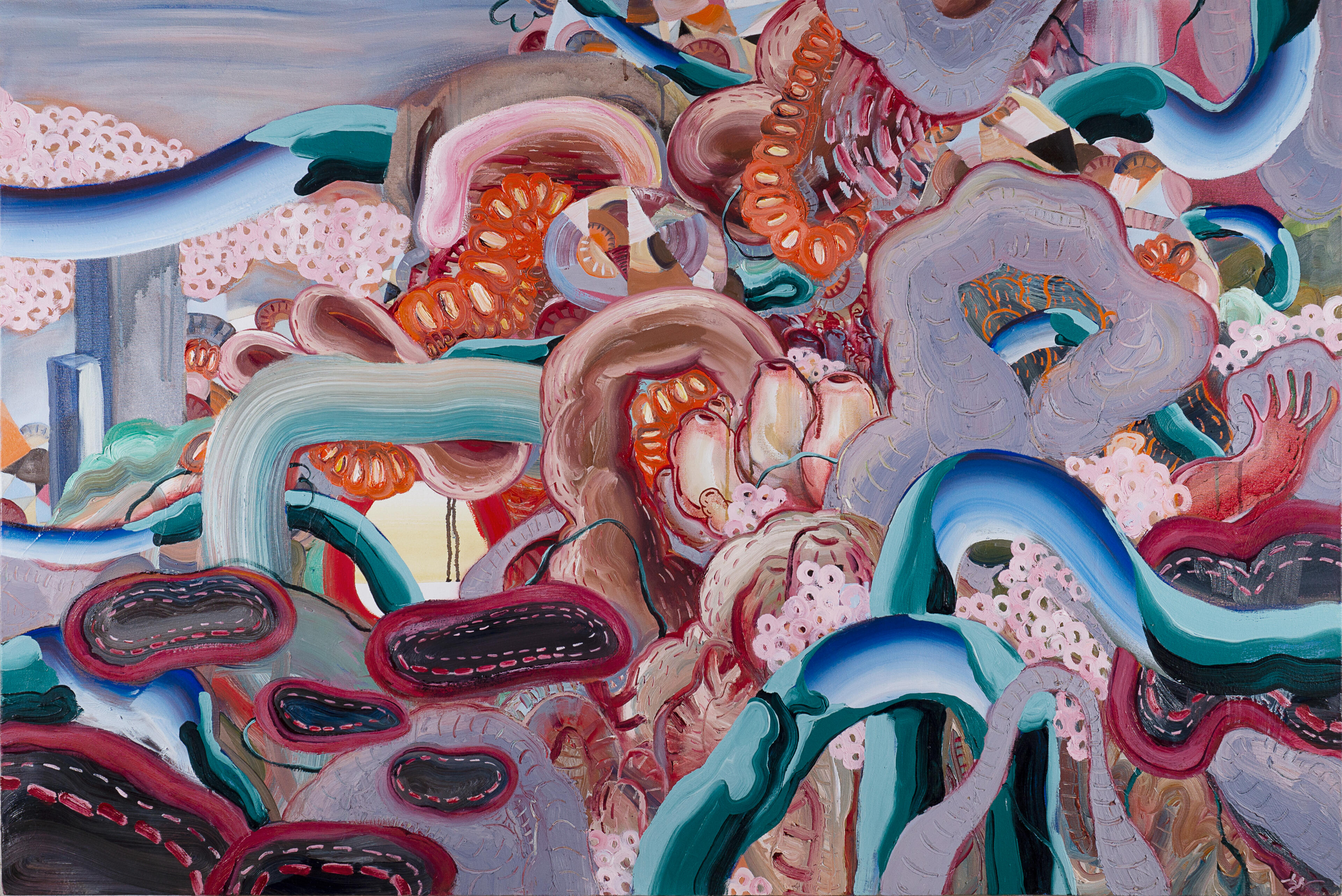 Intertwine, Oil and acrylic on canvas, 40 x 60 inches, 2017